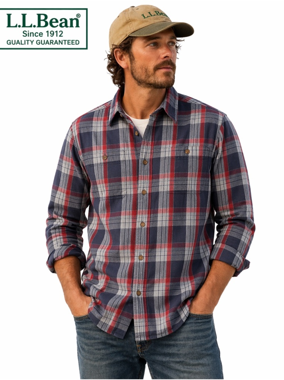 L.L.Bean Men's M Flannel 100% Cotton Shirt Blue outdoor hunting fishing hiking
